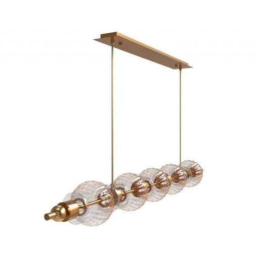 Pendant Light Avenue Lighting HF7955-AB Avra 5-Light 48"W Linear LED Pendant in Aged Brass/Clear Glass Avenue Lighting