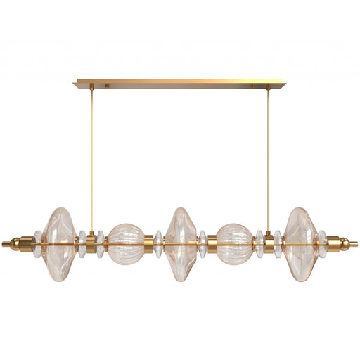 Pendant Light Avenue Lighting HF7977-AB Avra 5-Light 45"W Linear LED Pendant in Aged Brass/Clear Glass Avenue Lighting