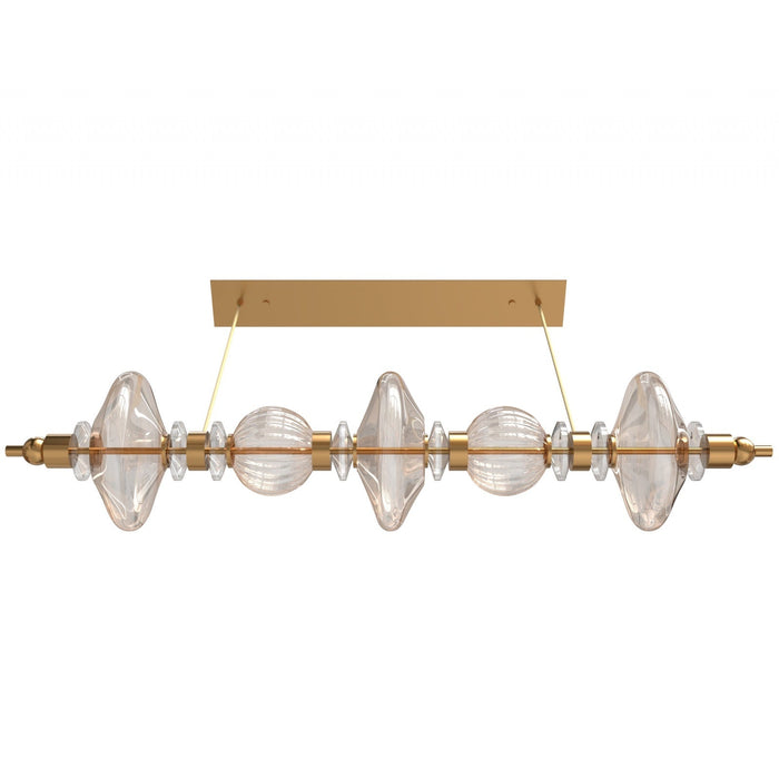 Pendant Light Avenue Lighting HF7977-AB Avra 5-Light 45"W Linear LED Pendant in Aged Brass/Clear Glass Avenue Lighting