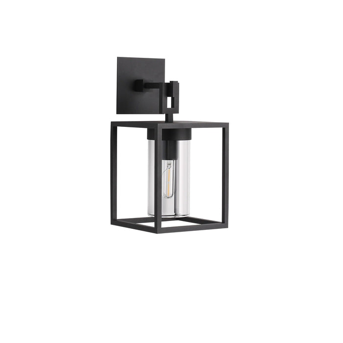 Outdoor Wall Light Avenue Lighting AV10037-BLK Avenue Outdoor 16"H Box Wall Sconce in Black/Clear Glass Avenue Lighting