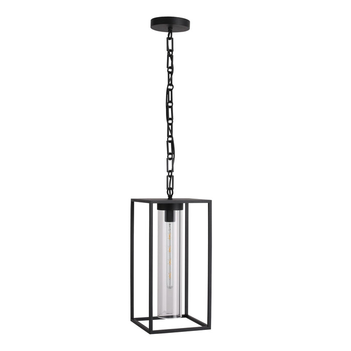 Outdoor Pendant Avenue Lighting AV10040-BLK Avenue Outdoor 20"H Hanging Box Pendant in Black/Clear Glass Avenue Lighting