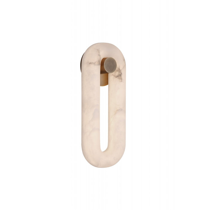 Wall Sconce Avenue Lighting HF2954-AB Sedona 16"H Soft Oval Loop Alabaster LED Wall Sconce in Aged Brass Avenue Lighting