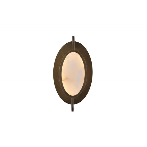 Wall Sconce Avenue Lighting HF7000-AB Mayfair 8"W Round Alabaster Plate LED Wall Sconce in Aged Brass Avenue Lighting