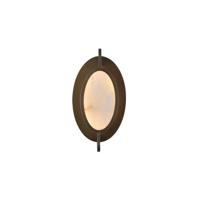 Wall Sconce Avenue Lighting HF7000-AB Mayfair 8"W Round Alabaster Plate LED Wall Sconce in Aged Brass Avenue Lighting