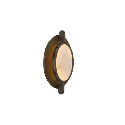 Wall Sconce Avenue Lighting HF7000-AB Mayfair 8"W Round Alabaster Plate LED Wall Sconce in Aged Brass Avenue Lighting