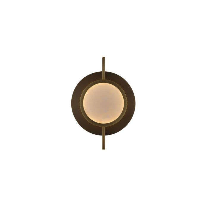 Wall Lamp Avenue Lighting HF7001-AB Mayfair 10"W Round Alabaster Plate LED Wall Sconce in Aged Brass Avenue Lighting