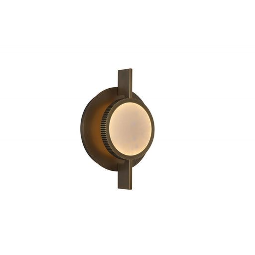 Wall Lamp Avenue Lighting HF7001-AB Mayfair 10"W Round Alabaster Plate LED Wall Sconce in Aged Brass Avenue Lighting