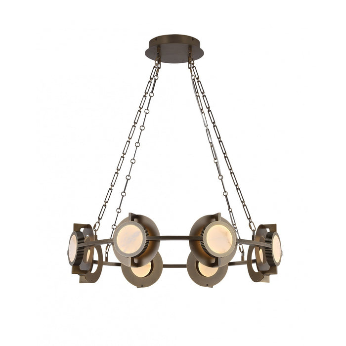 Chandelier Avenue Lighting HF7008-AB Mayfair 8-Light 31.5"W Round Chandelier in Aged Brass/Alabaster Avenue Lighting