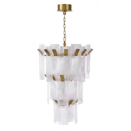 Wall Sconce Avenue Lighting HF7181-AGB Belmont Avenue Lightin Belmont 27"W 3-Tier Pendant in Aged Golden Brass/Textured Glass Avenue Lighting