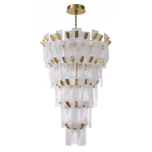 Chandelier Avenue Lighting HF7182-AGB Belmont Avenue Lightin Belmont 40"W 5-Tier Pendant in Aged Golden Brass/Textured Glass Avenue Lighting