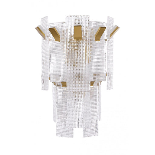 Wall Sconce Avenue Lighting HF7183-AGB Belmont 2-Tier 23.5"H Wall Sconce in Aged Golden Brass/Textured Glass Avenue Lighting