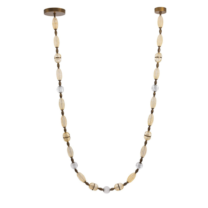 Pendant Light Avenue Lighting HF7163-AGB Dubai 243"L LED Glass Strand Pendant in Aged Brass/Gold Glass in Aged Golden Brass Avenue Lighting