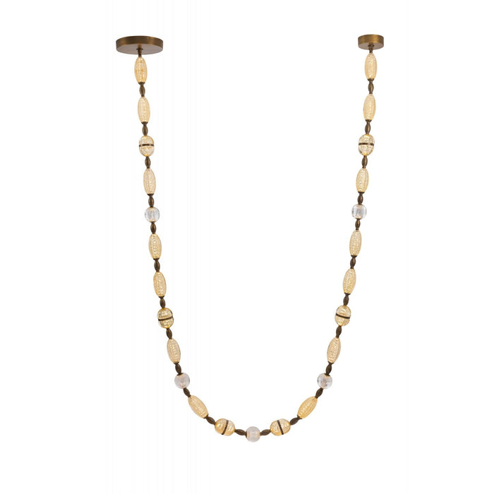 Pendant Light Avenue Lighting HF7163-AGB Dubai 243"L LED Glass Strand Pendant in Aged Brass/Gold Glass in Aged Golden Brass Avenue Lighting