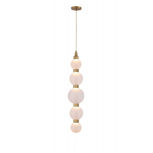 Pendant Lamp Avenue Lighting HF7960-AB-WHT Zayna 5-Light 36"H LED Pendant in Aged Brass/White Glass Avenue Lighting