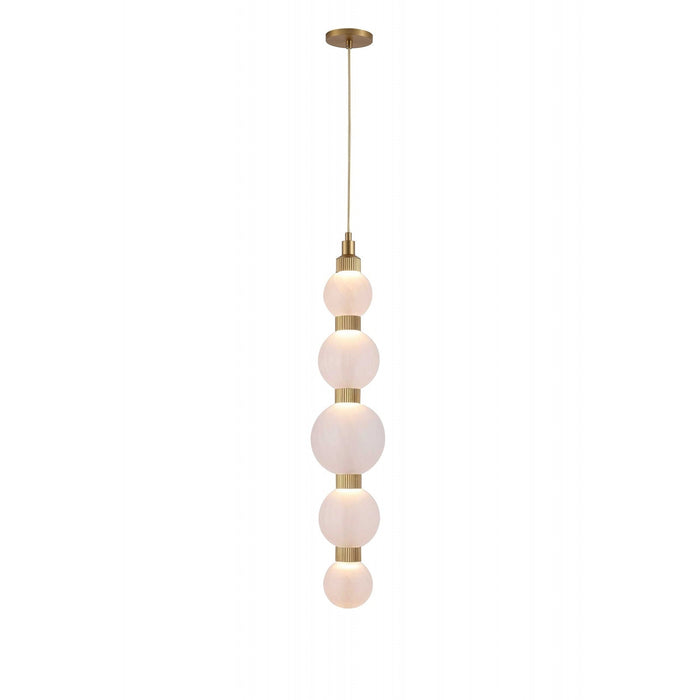 Pendant Lamp Avenue Lighting HF7960-AB-WHT Zayna 5-Light 36"H LED Pendant in Aged Brass/White Glass Avenue Lighting