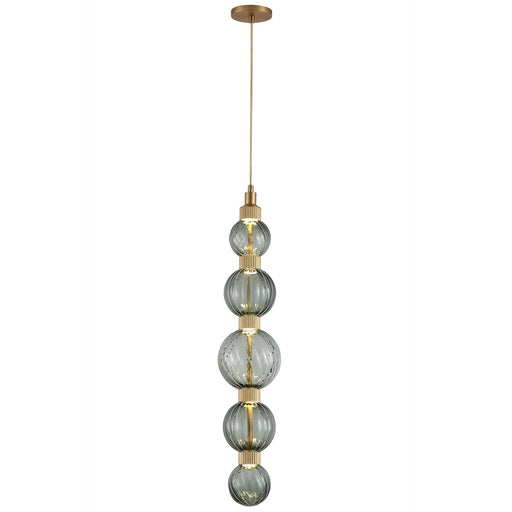 Pendant Lamp Avenue Lighting HF7960-AB-GRN Zayna 5-Light 36"H LED Pendant in Aged Brass/Green Glass Avenue Lighting