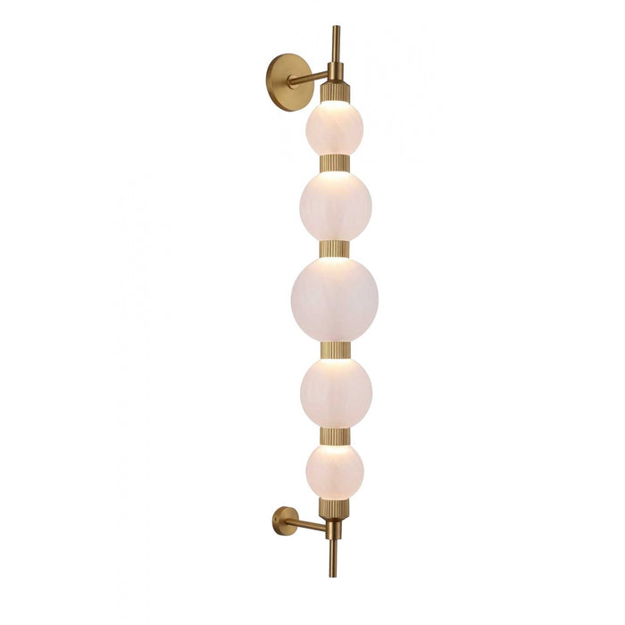 Wall Lamp Avenue Lighting HF7950-AB-WHT Zayna 5-Light 38"H LED Wall Sconce in Aged Brass/White Glass Avenue Lighting