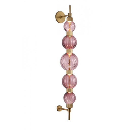 Wall Lamp Avenue Lighting HF7950-AB-PUR Zayna 5-Light 38"H LED Wall Sconce in Aged Brass/Purple Glass Avenue Lighting