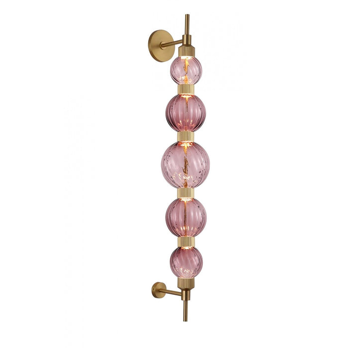 Wall Lamp Avenue Lighting HF7950-AB-PUR Zayna 5-Light 38"H LED Wall Sconce in Aged Brass/Purple Glass Avenue Lighting