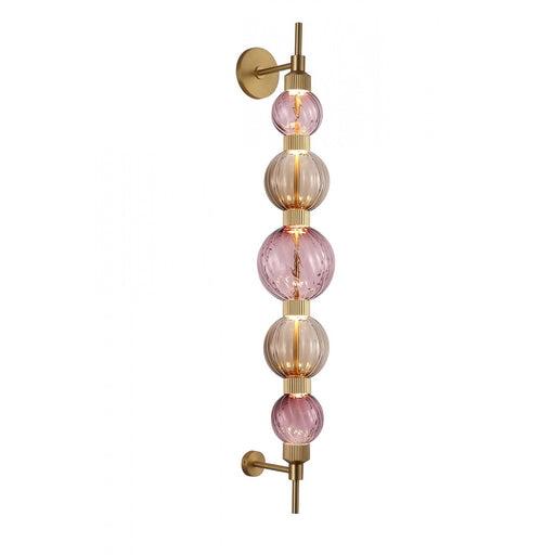 Wall Lamp Avenue Lighting HF7950-AB-PBP Zayna 5-Light 38"H LED Wall Sconce in Aged Brass/Brown and Purple Glass Avenue Lighting