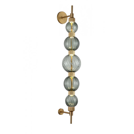 Wall Sconce Avenue Lighting HF7950-AB-GRN Zayna 5-Light 38"H LED Wall Sconce in Aged Brass/Green Glass Avenue Lighting