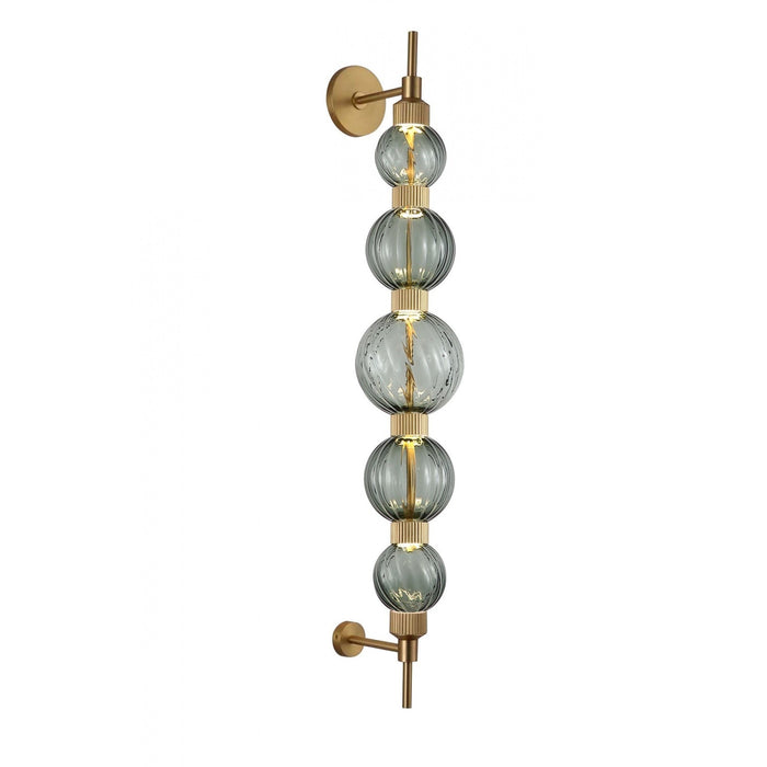 Wall Sconce Avenue Lighting HF7950-AB-GRN Zayna 5-Light 38"H LED Wall Sconce in Aged Brass/Green Glass Avenue Lighting