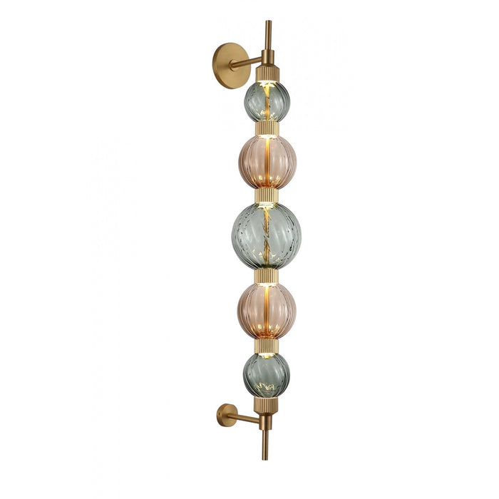 Wall Lamp Avenue Lighting HF7950-AB-GBG Zayna 5-Light 38"H LED Wall Sconce in Aged Brass/Green and Brown Glass Avenue Lighting