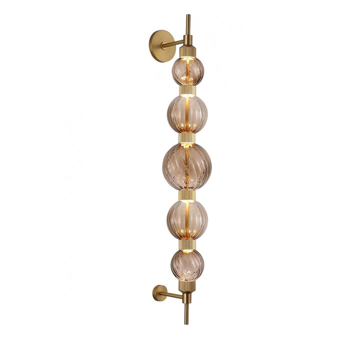 Wall Lamp Avenue Lighting HF7950-AB-BRN Zayna 5-Light 38"H LED Wall Sconce in Aged Brass/Brown Glass Avenue Lighting