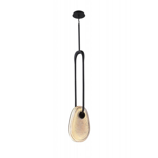 Pendant Lamp Avenue Lighting HF7122-BK-SMK Palmea 13.5"H Oval Shape Alabaster LED Pendant in Matte Black Avenue Lighting