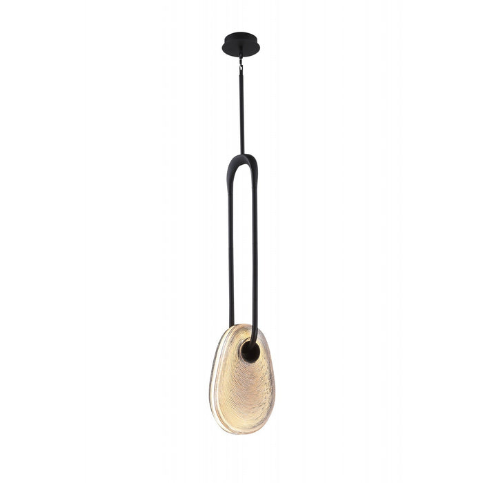 Pendant Lamp Avenue Lighting HF7122-BK-SMK Palmea 13.5"H Oval Shape Alabaster LED Pendant in Matte Black Avenue Lighting