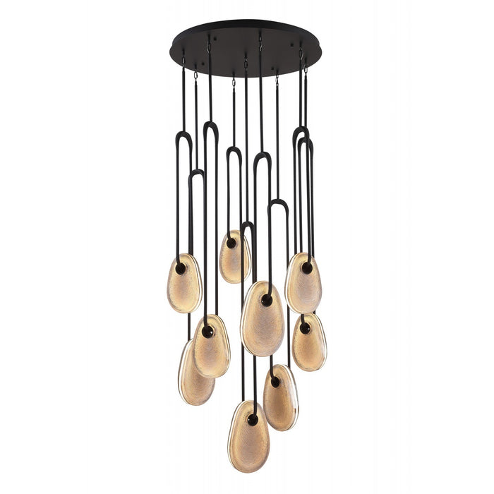 Pendant Lamp Avenue Lighting HF7109-BK-SMK Palmea 9-Light 31"W Oval Shape Alabaster LED Pendant in Matte Black Avenue Lighting
