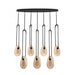 Pendant Lamp Avenue Lighting HF7107-BK-SMK Palmea 7-Light 50"W Oval Shape Alabaster LED Pendant in Matte Black Avenue Lighting