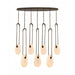 Pendant Lamp Avenue Lighting HF7107-AB-WHT Palmea 7-Light 50"W Oval Shape Alabaster LED Pendant in Aged Brass Avenue Lighting
