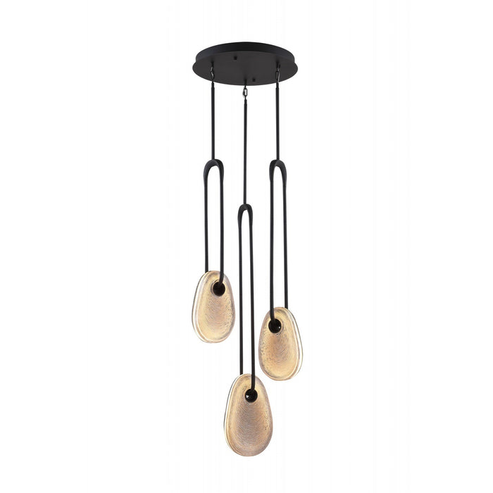 Pendant Lamp Avenue Lighting HF7103-BK-SMK Palmea 3-Light 18"W Oval Shape Alabaster LED Pendant in Matte Black Avenue Lighting
