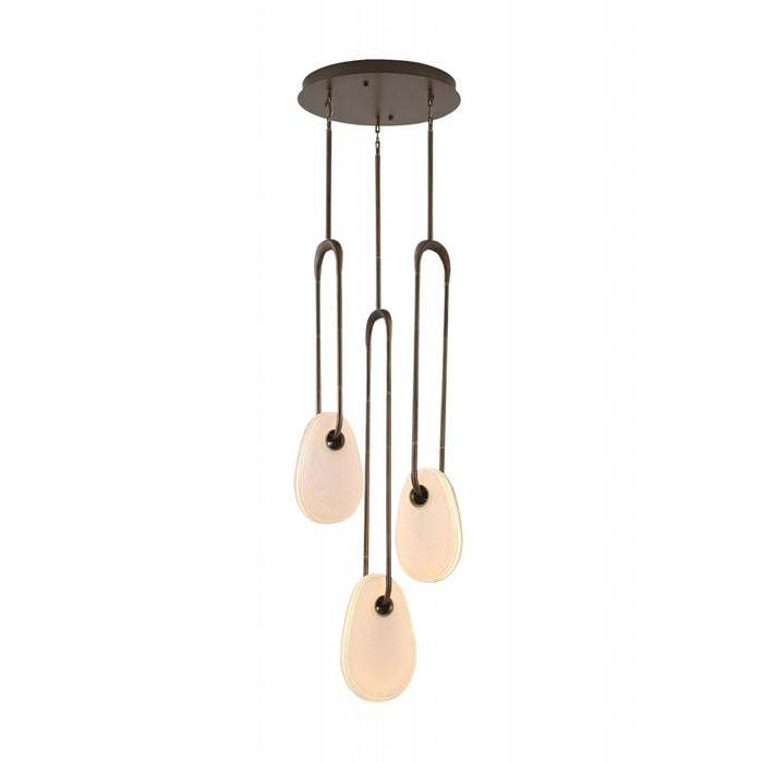 Pendant Lamp Avenue Lighting HF7103-AB-WHT Palmea 3-Light 18"W Oval Shape Alabaster LED Pendant in Aged Brass Avenue Lighting