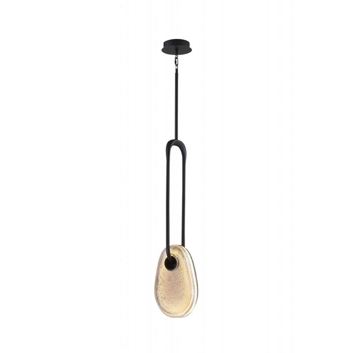 Pendant Lamp Avenue Lighting HF7101-BK-SMK Palmea 1-Light 12"H Oval Shape Alabaster LED Pendant in Matte Black Avenue Lighting