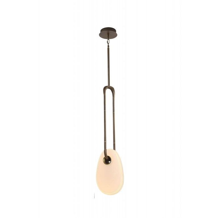 Pendant Lamp Avenue Lighting HF7101-AB-WHT Palmea 1-Light 12"H Oval Shape Alabaster LED Pendant in Aged Brass Avenue Lighting