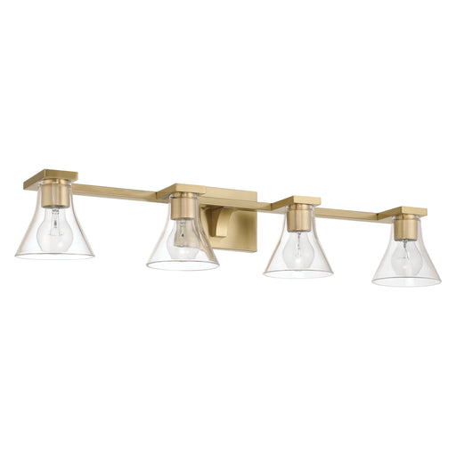 Vanity Light Thesis 207659A Gilford 33 inch 4 light Champagne Gold Vanity Light with Clear Glass Shades THESIS