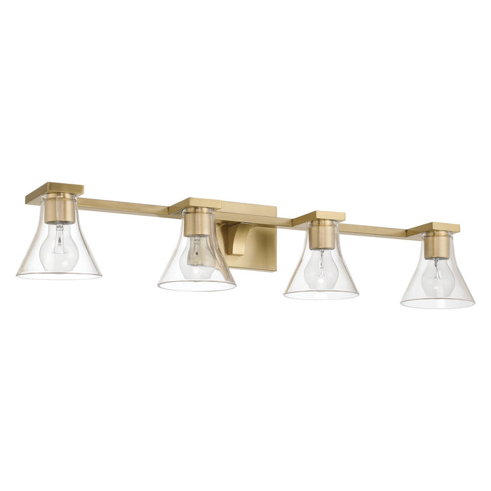 Vanity Light Thesis 207659A Gilford 33 inch 4 light Champagne Gold Vanity Light with Clear Glass Shades THESIS