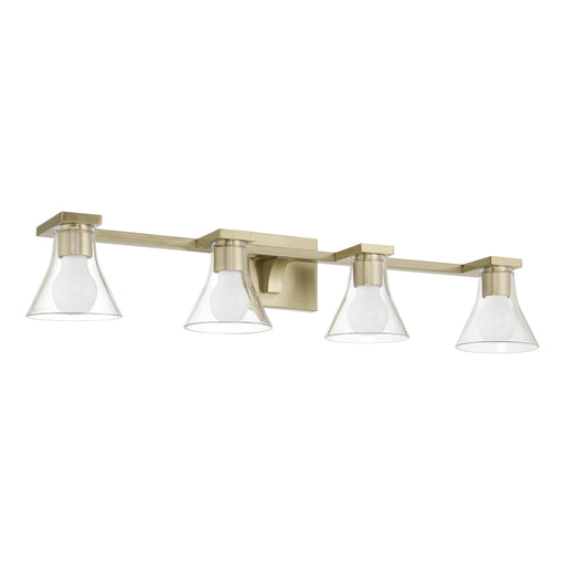 Vanity Light Thesis 207659A Gilford 33 inch 4 light Champagne Gold Vanity Light with Clear Glass Shades THESIS
