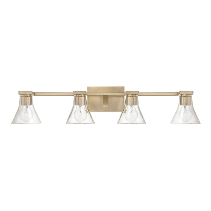 Vanity Light Thesis 207659A Gilford 33 inch 4 light Champagne Gold Vanity Light with Clear Glass Shades THESIS