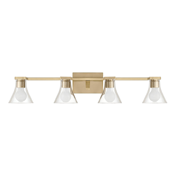 Vanity Light Thesis 207659A Gilford 33 inch 4 light Champagne Gold Vanity Light with Clear Glass Shades THESIS
