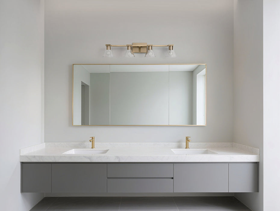 Vanity Light Thesis 207659A Gilford 33 inch 4 light Champagne Gold Vanity Light with Clear Glass Shades THESIS