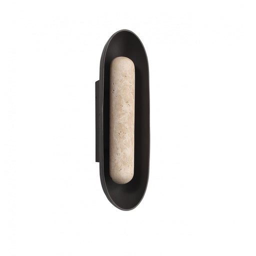 Outdoor Wall Light Avenue Lighting AV5524-BLK Avenue Outdoor 24"H Oval Capsule LED Wall Sconce in Black Natural Stone Avenue Lighting