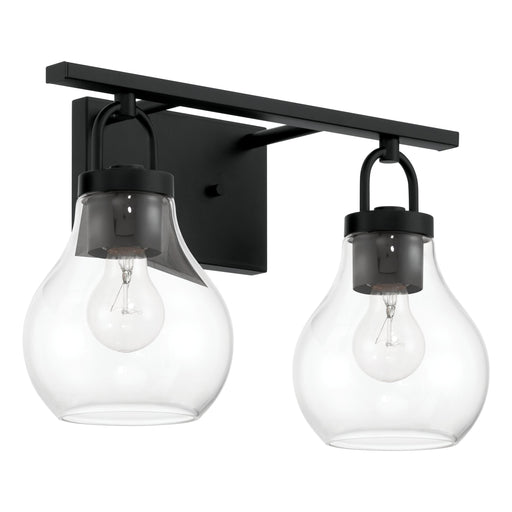 Vanity Light Thesis 207635A Mansfield 16 inch 2 light Matte Black Vanity Light with Clear Glass Shades THESIS