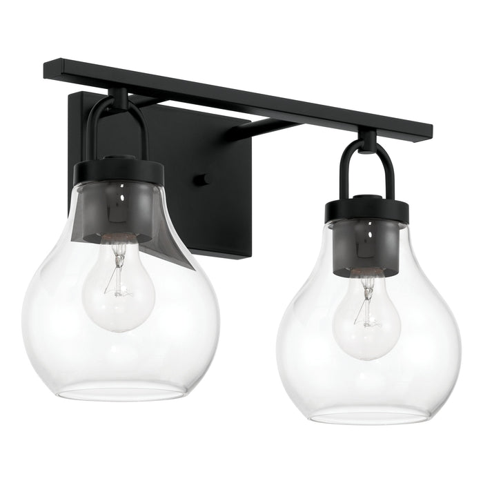 Vanity Light Thesis 207635A Mansfield 16 inch 2 light Matte Black Vanity Light with Clear Glass Shades THESIS