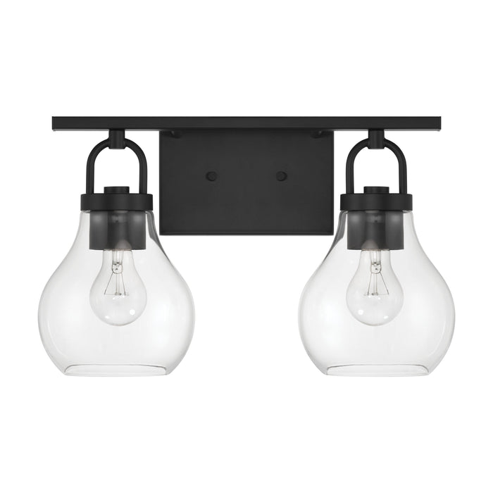 Vanity Light Thesis 207635A Mansfield 16 inch 2 light Matte Black Vanity Light with Clear Glass Shades THESIS