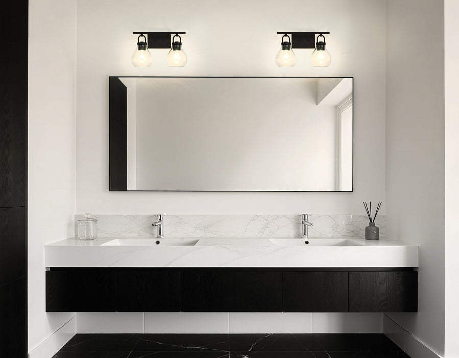 Vanity Light Thesis 207635A Mansfield 16 inch 2 light Matte Black Vanity Light with Clear Glass Shades THESIS