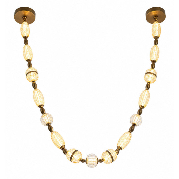 Pendant Light Avenue Lighting HF7162-AGB Dubai 146"L LED Glass Strand Pendant in Aged Brass/Gold Glass in Aged Golden Brass Avenue Lighting