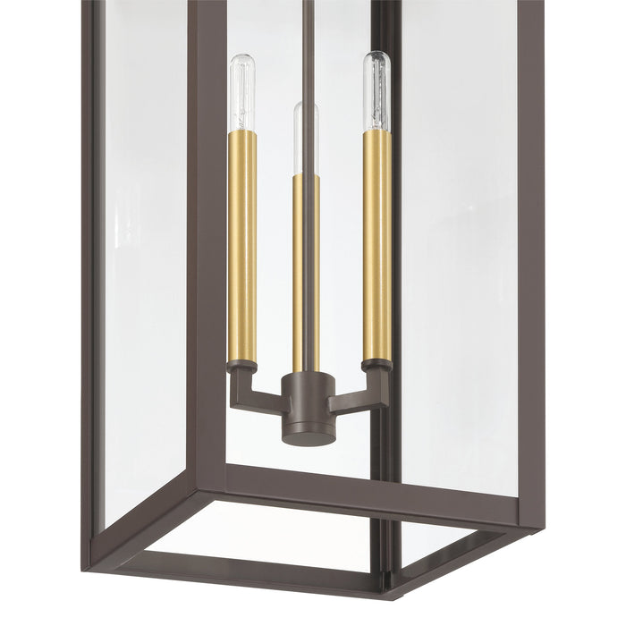 Exterior Pendant Light Thesis 207756A Hillside 11 inch 3 light Dark Bronze Exterior Pendant Light with Clear Glass THESIS